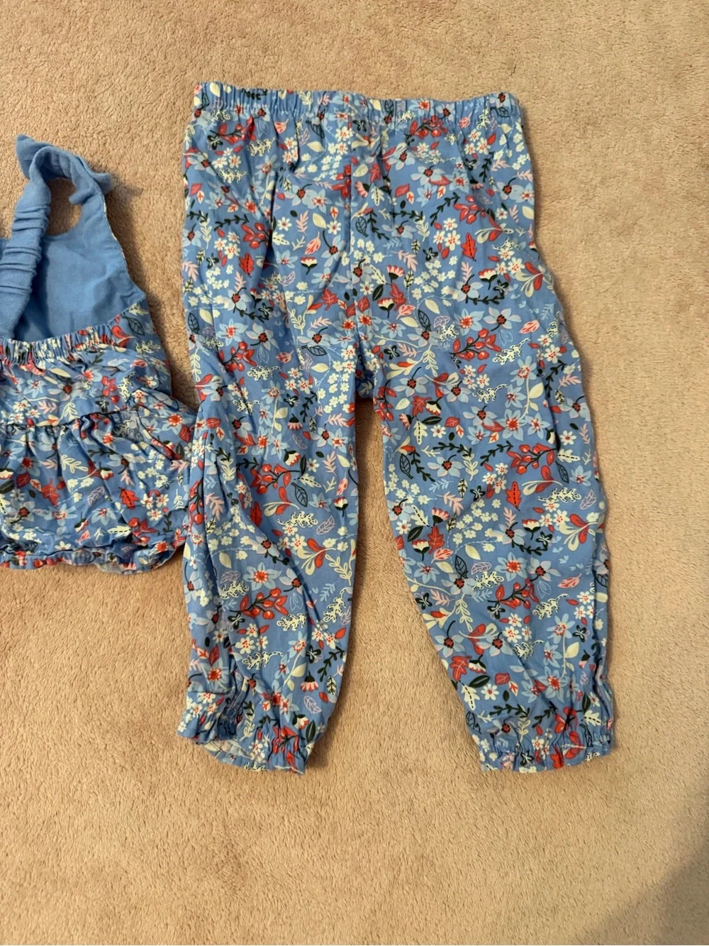 Wonder Nation Blue Floral Peplum Top & Pants Matching Set